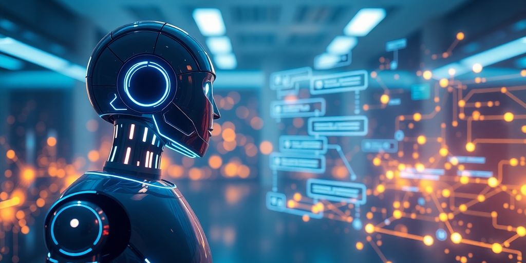 Chatbot eficiente con interfaz futurista.